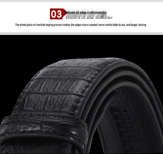 Men's Crocodile Pattern Leather Belt with Automatic Buckle - Fashionable, Versatile, and Casual Waist Accessory for Trousers