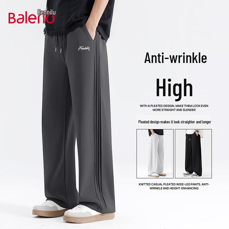

Baleno Men s Heavyweight Pleated Wide-Leg Casual Pants L