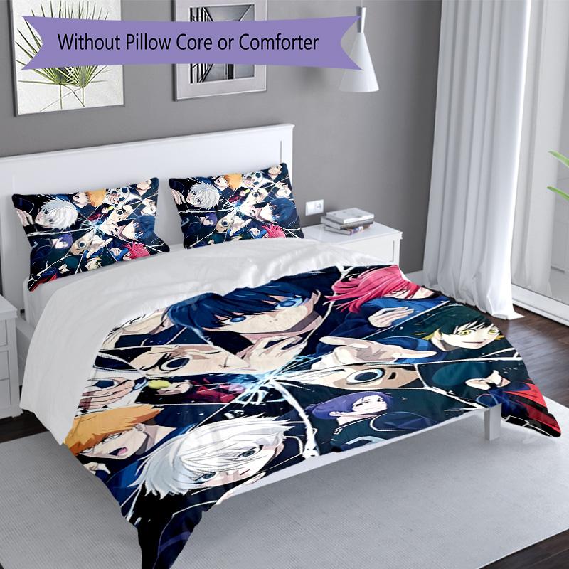 3pcs B-BLUE L-LOCK Themed Duvet Cover Set, Includes 1 Duvet Cover and 2 Pillowcases,Skin-Friendly&Comfortable Fabric,Suitable Bedding Sets