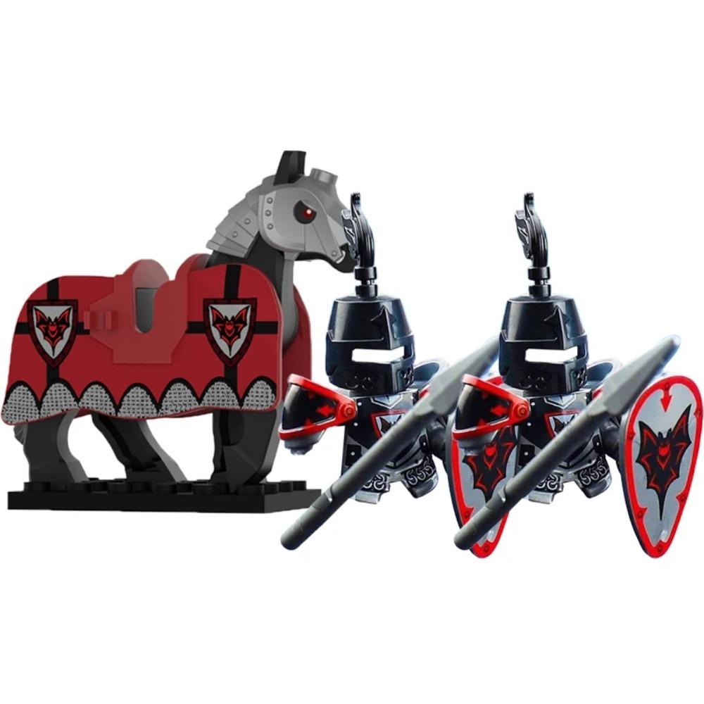 Mittelalterliche Burgsoldaten Actionfiguren Baustein Drache Anime Ritter Zubehör Kriegspferd Miliz Helm Schild Spielzeug Geschenk B15