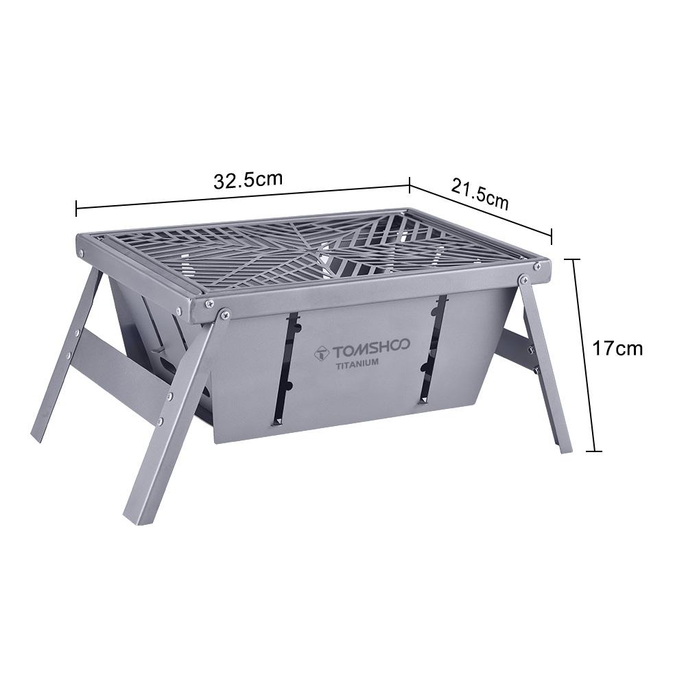 Mini grătar pliabil, aragaz cu lemne, portabil, titan pur gros, antirugină și rezistent la vânt