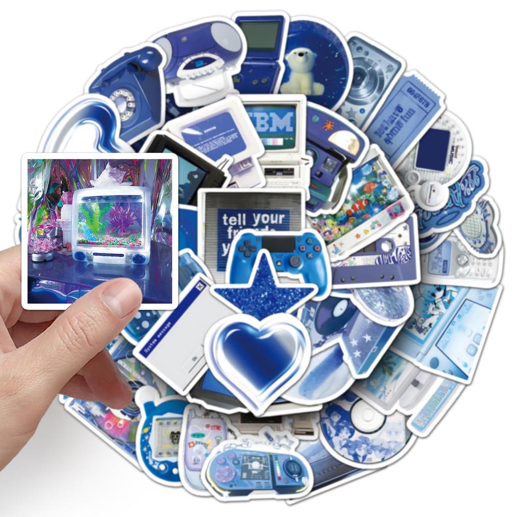 50 Retro Y2K Graffiti Blue Stickers for Journals & DIY Phone Cases