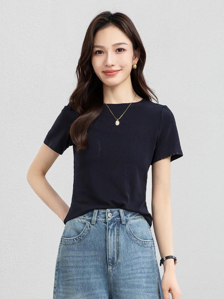Yi Fei Women's Slim Fit Age-Reducing T-Shirt – Petite & Regular Short Sleeves