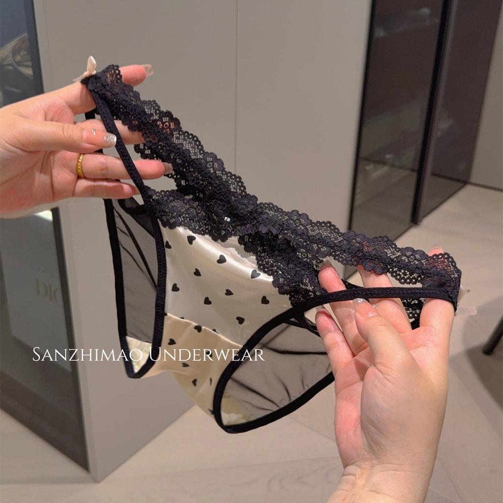 Lady Summer Sexy Leopard Grain Cross Pure Want Hollow Satin High Slit Low Waist Triangle Briefs