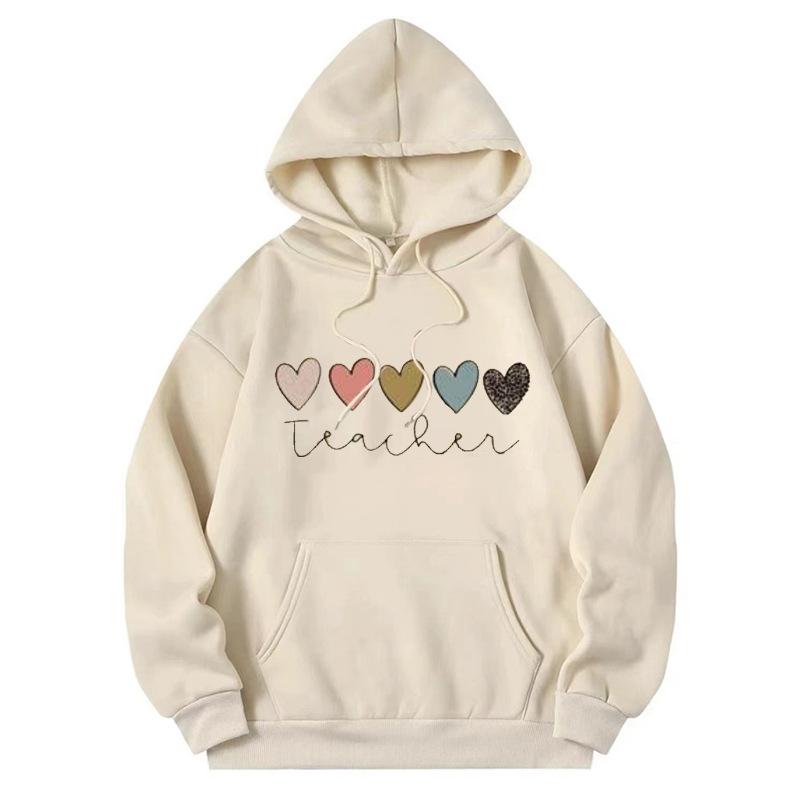 Spring and Autumn New Casual Fashion Printed Versatile Top Women's Long Sleeve Hooded Sweater