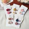 Korean Style Red Plaid Floral Hair Clip for Girls - Fabric Covered Side Bangs Accessory