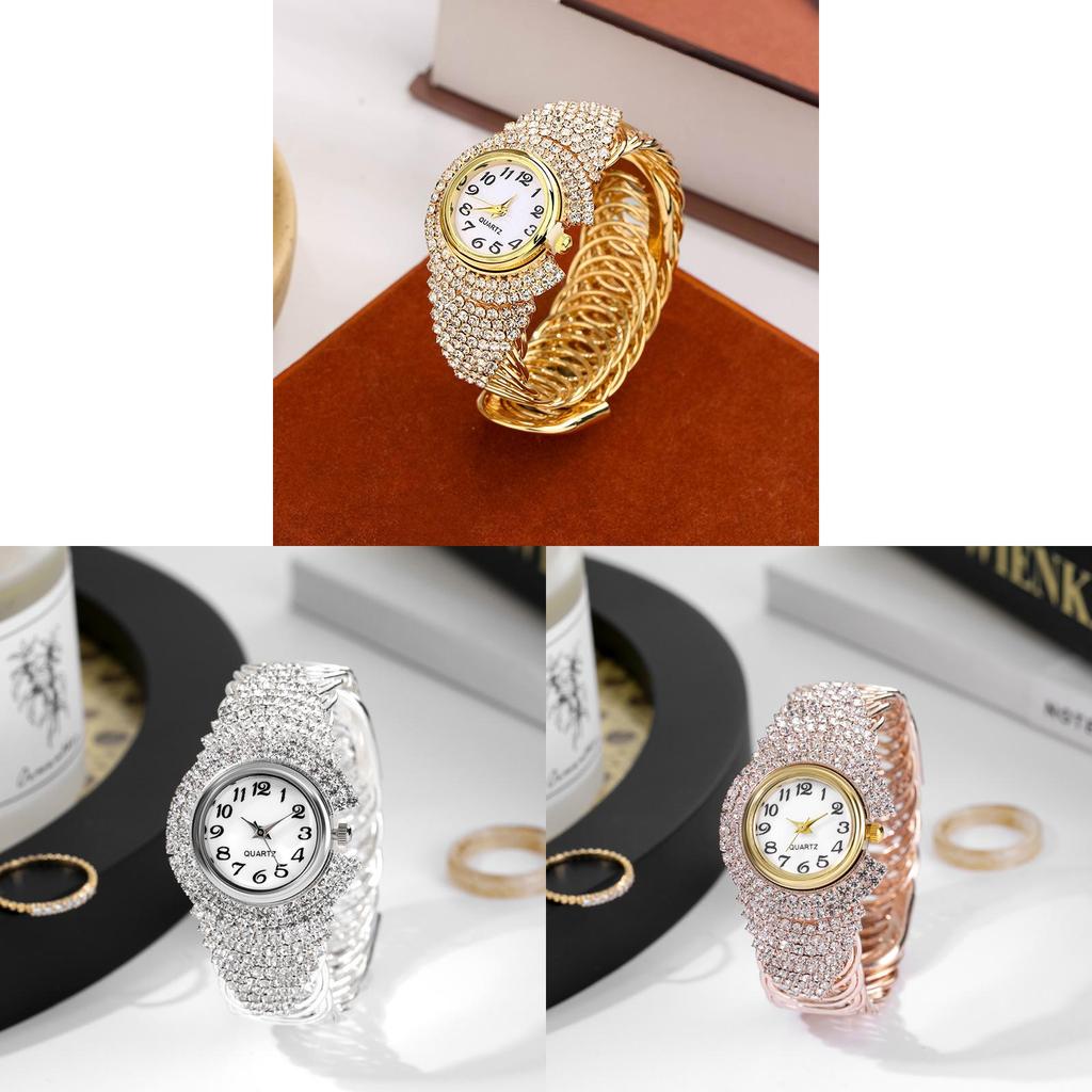Moderne Damen-Quarzuhr mit Voll-Diamant-Akzenten für Freizeit und Büro