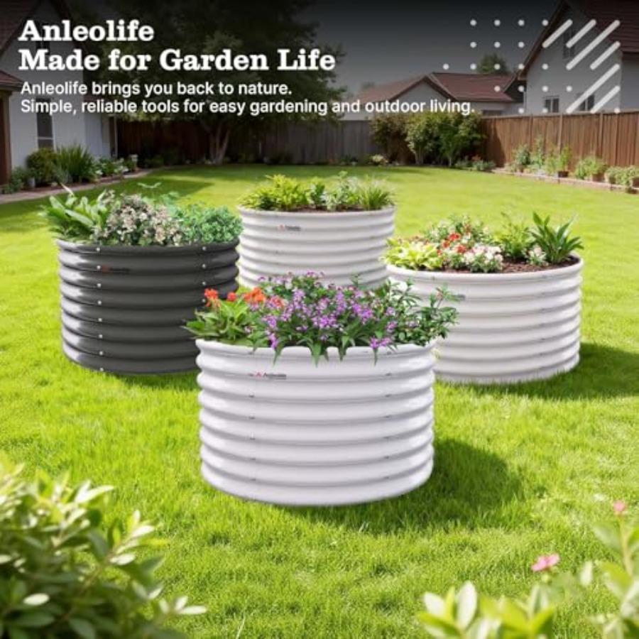 2-Pack 3ft X 24 Tall Galvanized Raised Garden Beds Outdoor Round Metal Planter Box for Planting Vegetables Flowers Herb Anti-Ru