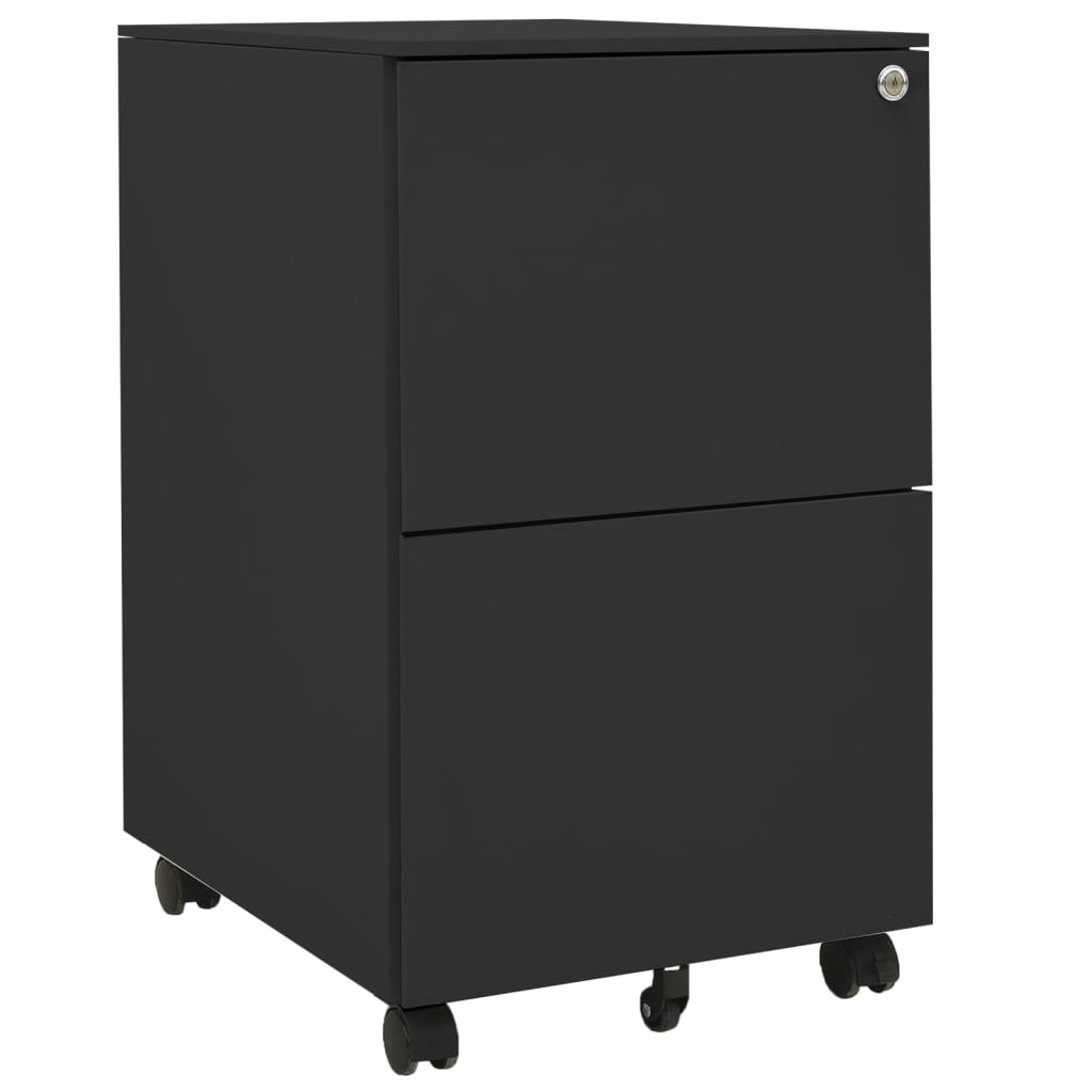 Aktenschrank mit Rollen Anthrazit 39 x 45 x 67 cm Stahl
