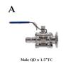 Brewer Built Full Port Ball Valve 1.5 Inch Tri Clamp x Male Quick Disconnect Stainless Steel 304 Homebrew Brew Kettle Spigot