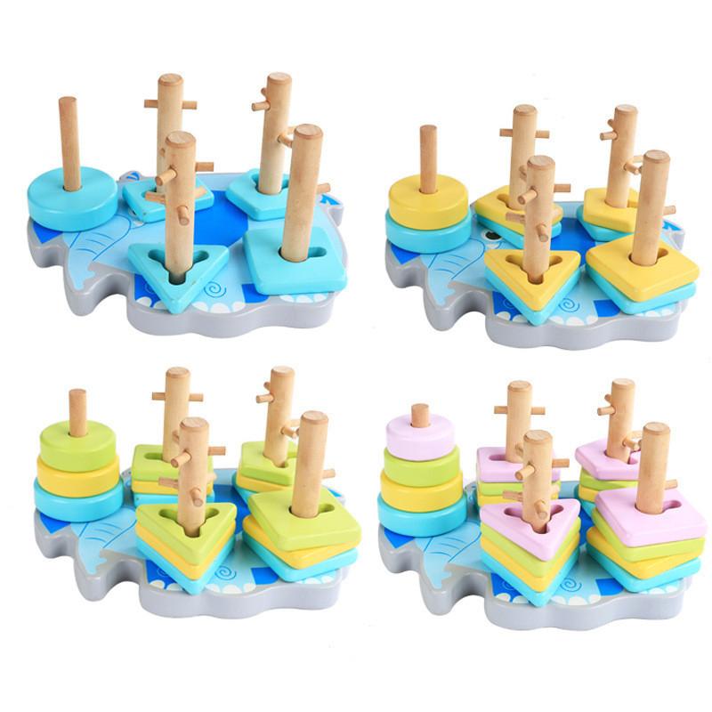 Geometric Shape Match Blocks Elephant Base Pillars Childrens Educational Toy