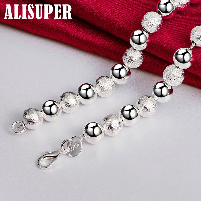 Halskette aus 925er-Sterlingsilber, 8 mm, Kugelkette, matt, glatt, Schmuck