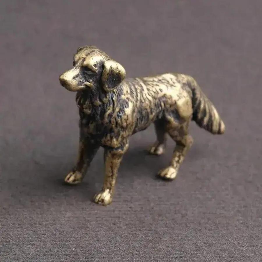 New Antique Bronze Hunting Dog Statue Mini Desktop Puppy Animal Decoration Figurine Tea Pet Home Decoration Crafts Wholesale