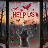 Halloween Electrostatic Window Clings with Scary, Bloody Handprint and Bloodstain Designs, Halloween Window Decals for Party Decorations