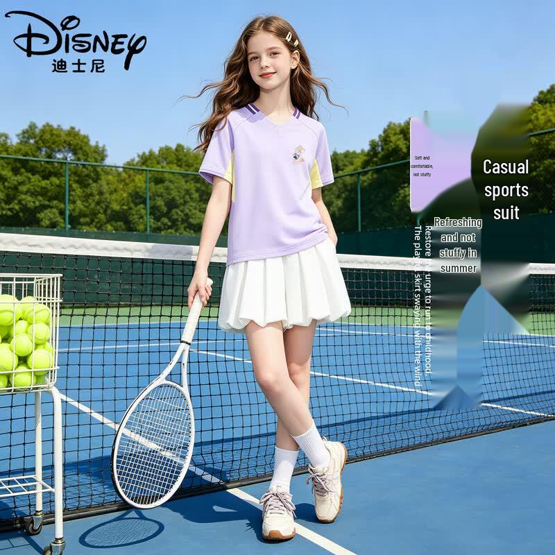 Disney Girls Quick-Dry Cool Summer Short Sleeve T-shirt Set