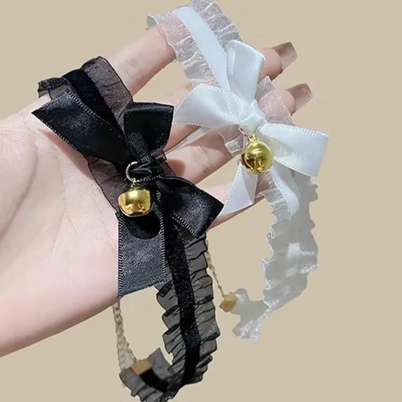 Sexy Little Bell Gothic Lace Choker Necklace Victorian Velvet Collar with Bowknot Pendant Punk Elegant Jewelry for Women Party