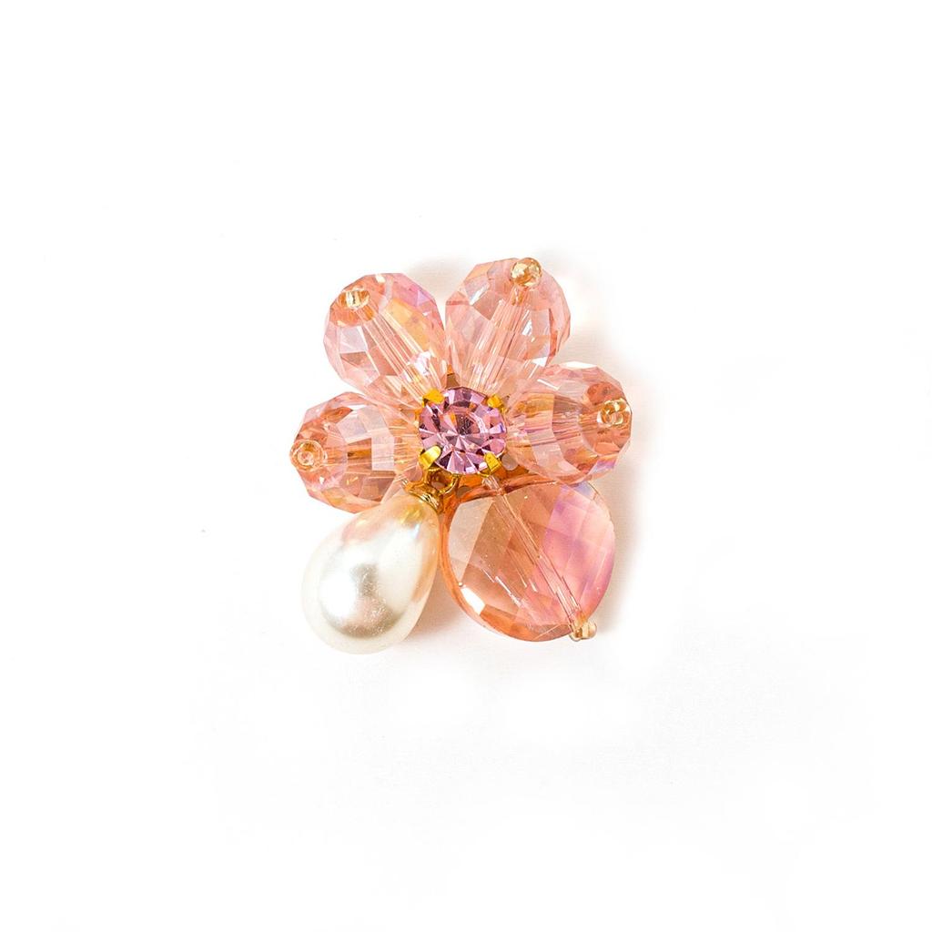 Handmade Crystal Flower Stud Earrings and Hair Clips - Beaded Accessories for Shoes and Clothing