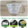 ZISIZ Disposable Plastic Bowl & Chopstick Set