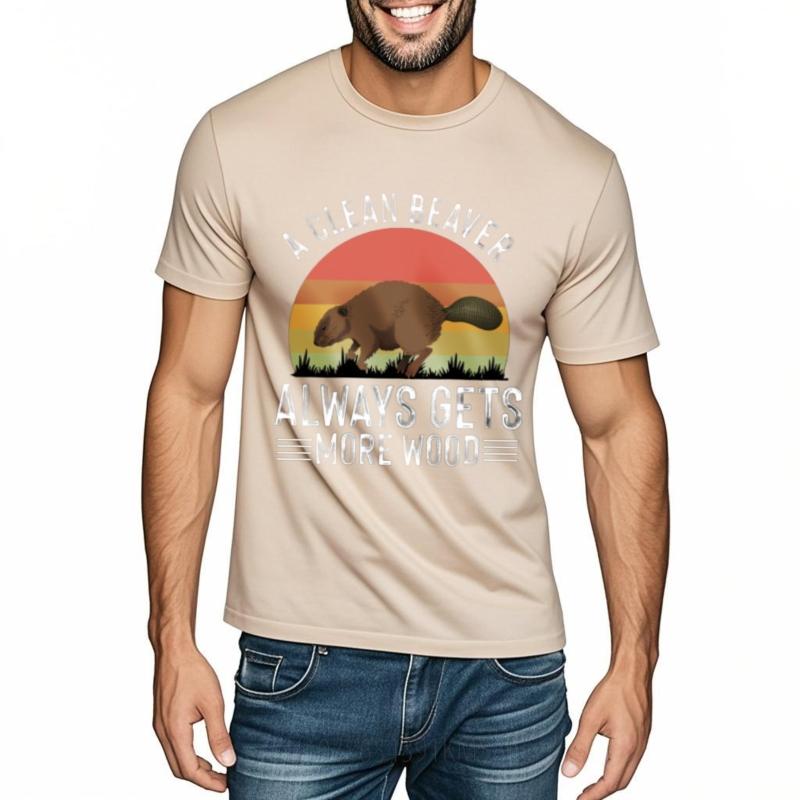 Streetwear Unisex Rundhals T-Shirt Lässiges T-Shirt Ein fleißiger Biber bekommt jeden Tag mehr Holz Unisex Oberteile Rock T-Shirt