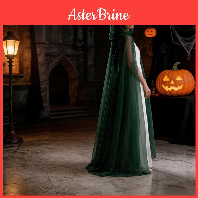 Strašidelný upírský plášť s kapucí z látkového materiálu pro halloweenský cosplay a kostýmové večírky