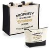 Duo Gift Set - PLANETEE - Jute Tote Bag Duo & Pouch «Property of the Best Coach» - Jute/Cotton - Made In France