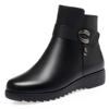 Fashion Genuine Leather Women Short Boots Thick Soled Wedges Ankle Boots Women's Winter Cotton Shoes Female Wool Warm Snow Boots 35-43