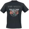 Van Halen 1984 Tour Rose Tee, Hard Rock T-Shirt with VH Logo & Barbed Wire Print, Van Halen Fan Merch