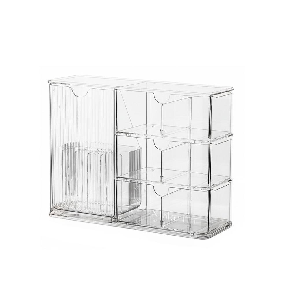 

Plastic Cosmetic Storage Box Transparent Large Capacity Drawer Style Storage Box Dust-Proof with Drawers Cosmetic Display Case