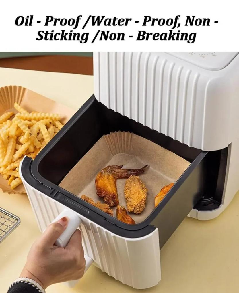 20/50/100Pcs Air Fryer Disposable Paper Air Fryer Accessories Square Oilproof  Liner Non-Stick Mat for Kitchen Oven Baking