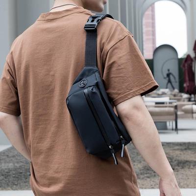 Men's Waterproof PU Crossbody Chest Bag - Casual Outdoor Sports Shoulder and Waist Bag