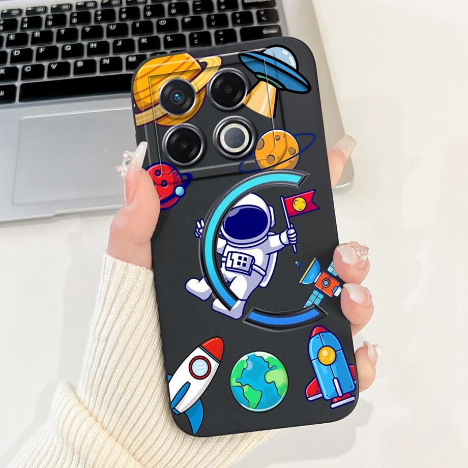 Soft Silicone TPU Matte Funda For Infinix GT 20 Pro / Infinix X6871 GT20Pro Phone Case Back Cover Astronaut Moon Night Painted