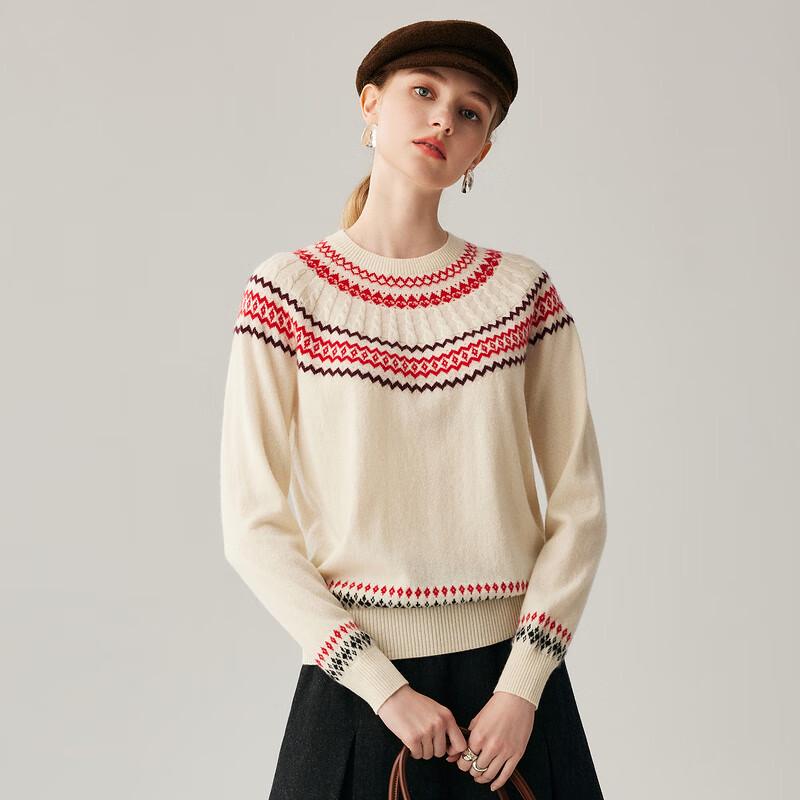 Zhaojun Women's Fair Isle Jacquard Cashmere Sweater