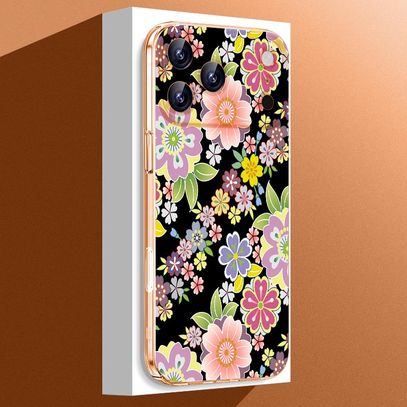 

Retro Floral Pattern Case For iPhone 17 Pro Max Funda iPhone 16 15 14 13 Pro Max 11 Clear PC Back Slim Hard Cover iPhone 11 прозорий
