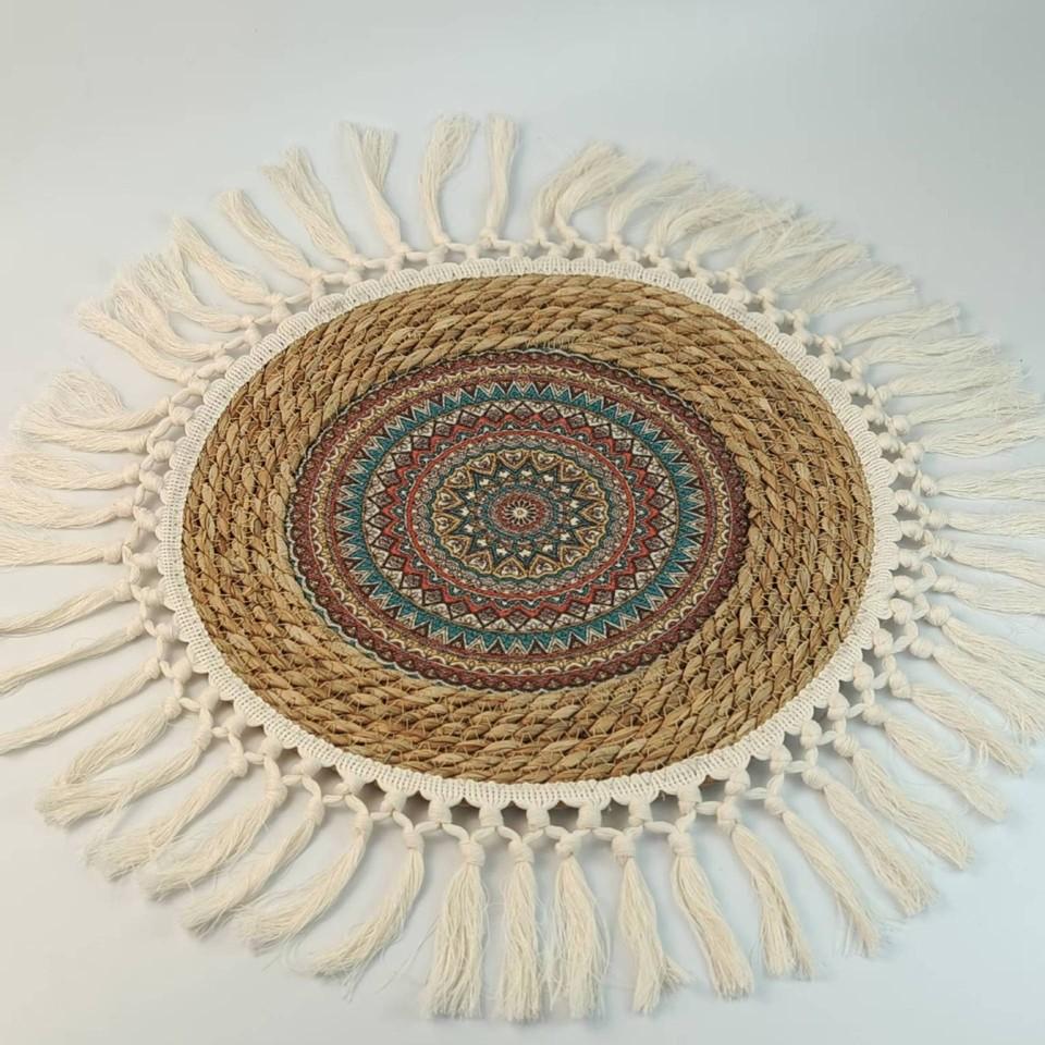 Straw Tassel Mat Round Single Layer Thin Mat Bohemia Style Futon Meditation Worship Carpet Home Decoration Room Door Mat