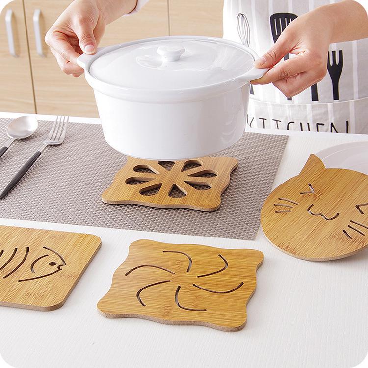 Large Cute Wooden Cartoon Anti-Slip Table Mat and Coaster Set