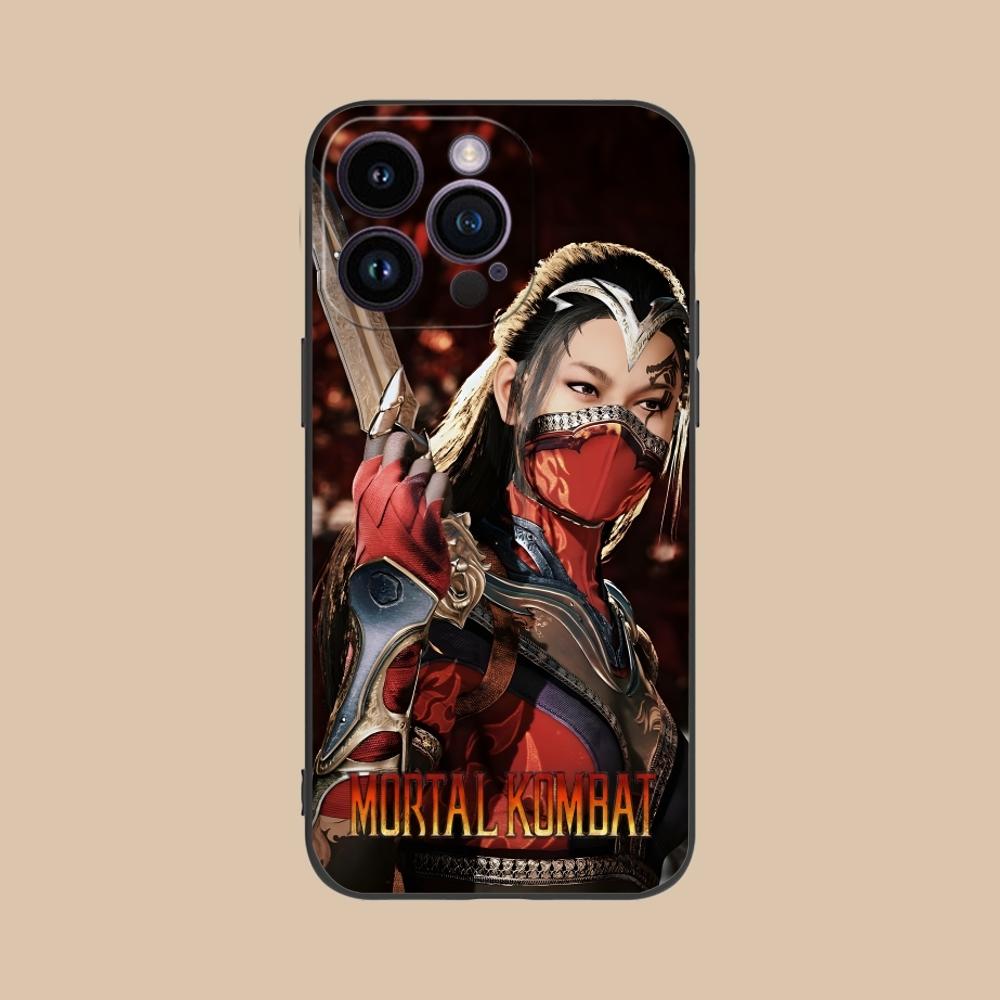 Mortal Kombat Kitana Mobilne Etui na Telefon Komórkowy dla iPhone 16 15 14 13 12 11 X XR XS 8 7 Pro Max Plus Mini Czarne Etui Ochronne na Telefon