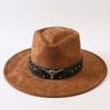 Popular European and American Style Suede Big-brimmed Top Hat, Men's and Women's Classic Fashion Western Cowboy Hat
