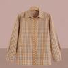 Elegant Plaid Long-Sleeve Shirt for Women Aged 50-60