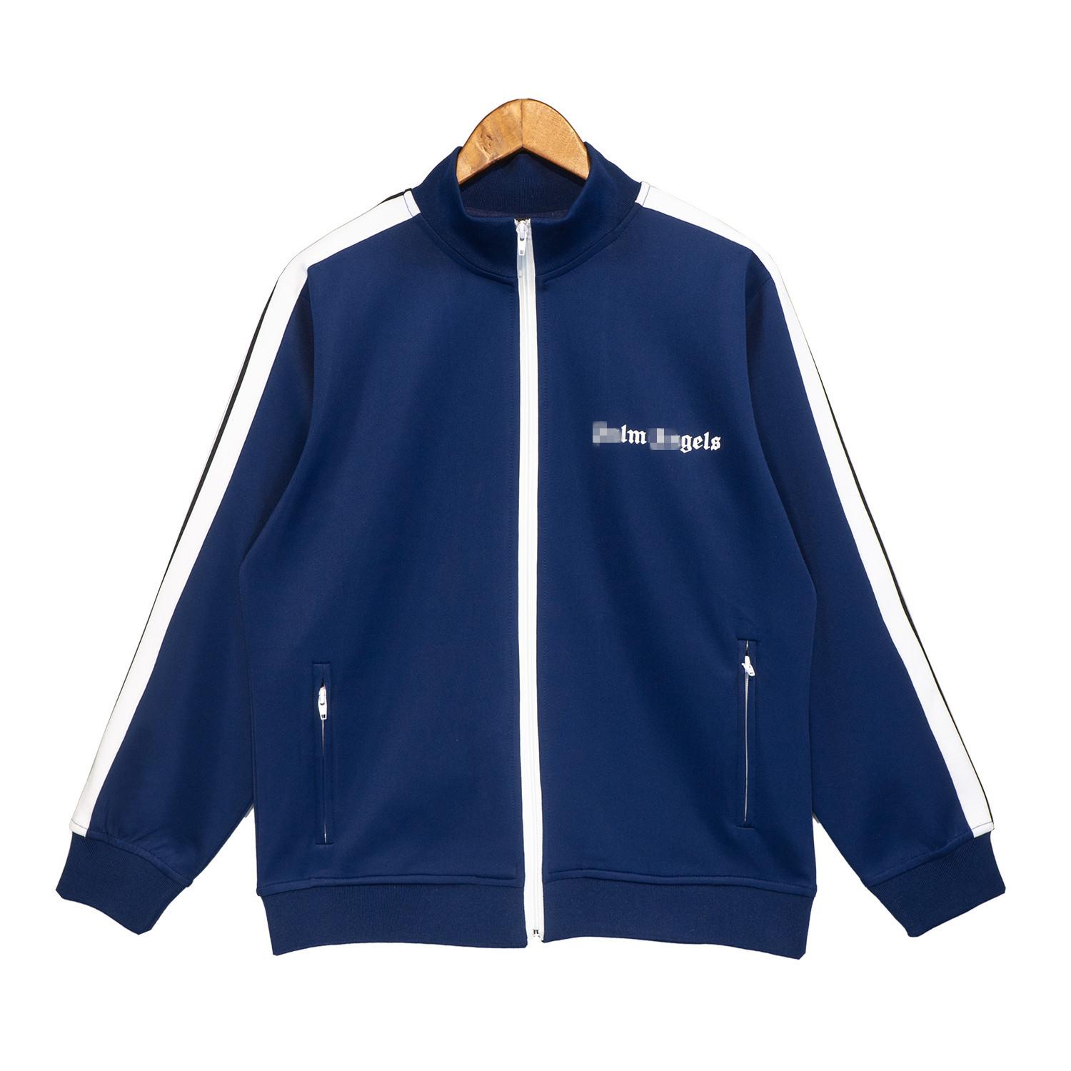 Giacca sportiva a righe bianche e nere con colletto alla coreana, alla moda, per uomo e donna, vestibilità ampia, marca trendy transfrontaliera all'ingrosso, angelo di palma M blu scuro