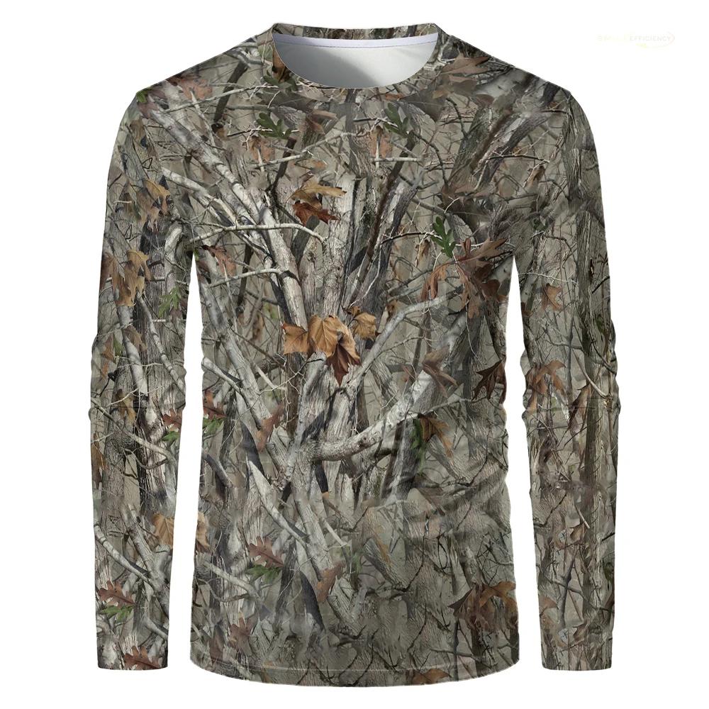 Langarm-T-Shirt mit Ast-Camouflage-Print, Ideal für Outdoor & Freizeit