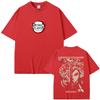 Anime Demon Slayer Rengoku Kyoujurou Double Sided Print T-shirt Summer Men Women Casual Oversized Tshirt Male Vintage T Shirts