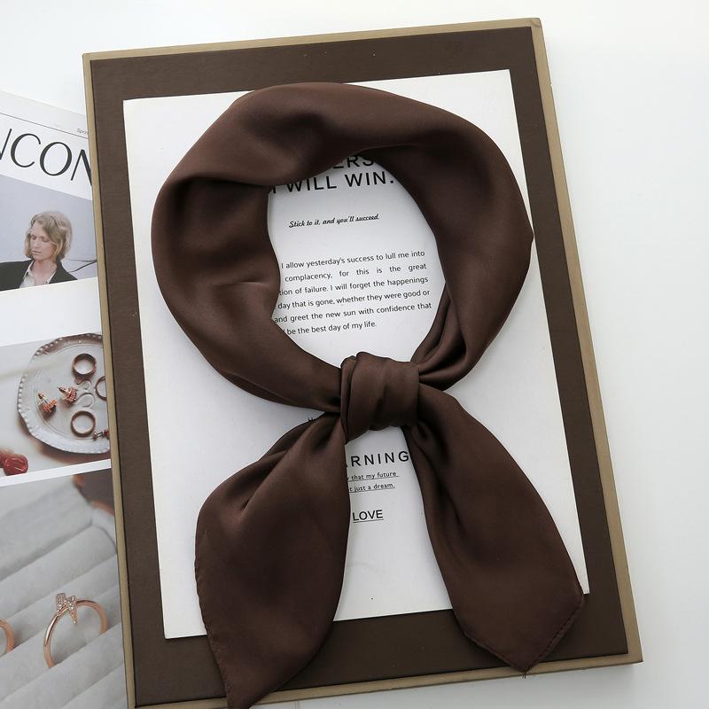 70cm Solid Color Small Square Scarf Women Trendy Versatile Neck Scarf Match Blazer Shirts Decorative Bandana