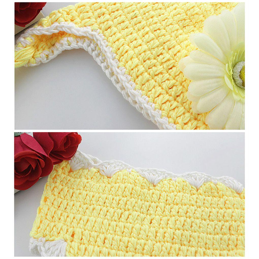 Newborn Photography Props Infant Costume Outfit with Flower Headband Baby Girl Fotografia Crochet Costumes