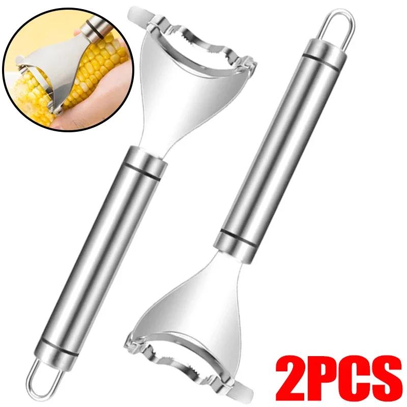 Nerezový zoubkovaný loupák na kukuřici Škrabka na kukuřici Hoblík Mlátička Stahovač Kráječ Meloun Ovoce Loupák Kuchyňský gadget Nástroj