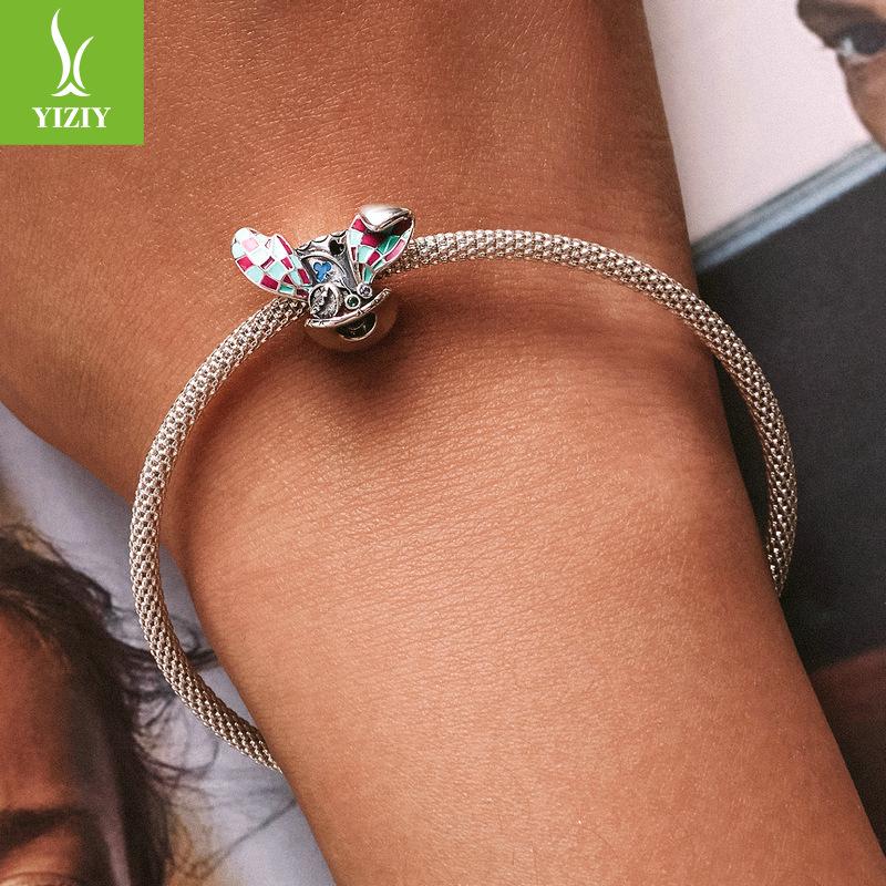 Rabbit Ear Magic Hat 925 Silver Bracelet Beads Contrasting Color Design Loose Bead String Scc2243