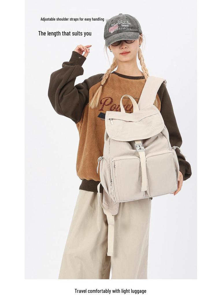 2025 Autumn Japanese-Style Multi-Pocket Backpack: Trendy, Versatile, Large-Capacity Schoolbag