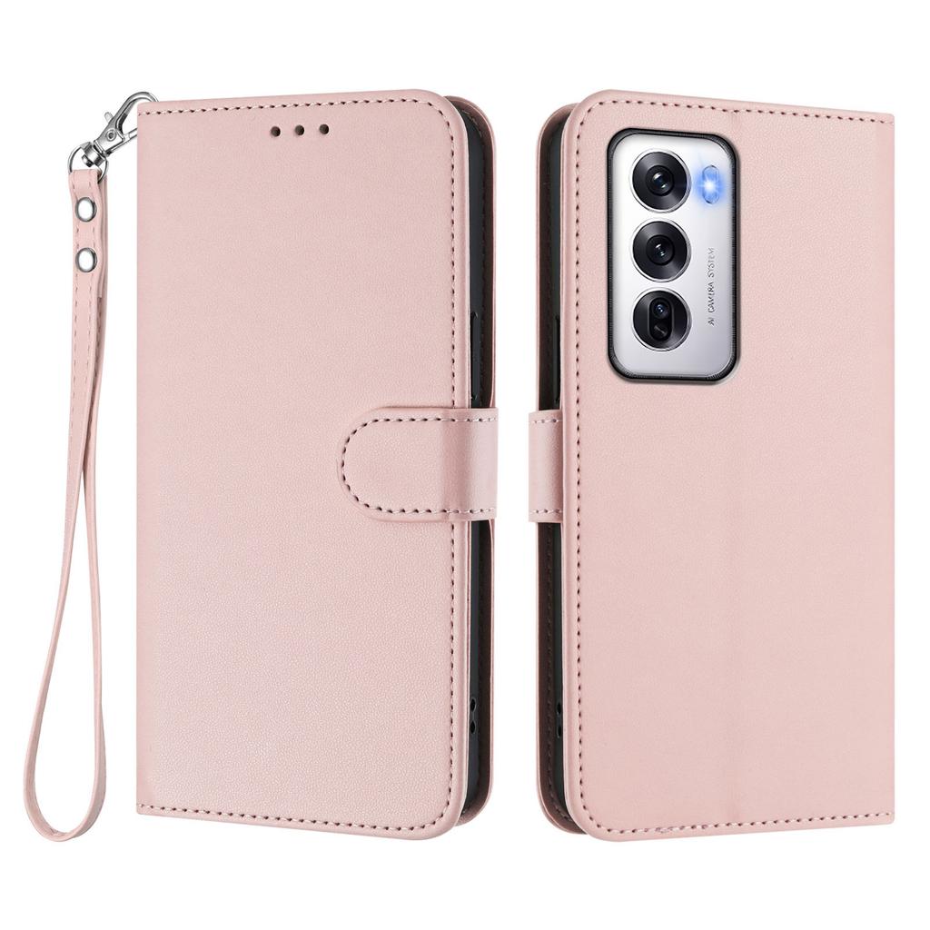 Für Oppo Reno12 5G (Global) Lederhülle Brieftasche Ständer Handyhülle mit Handschlaufe