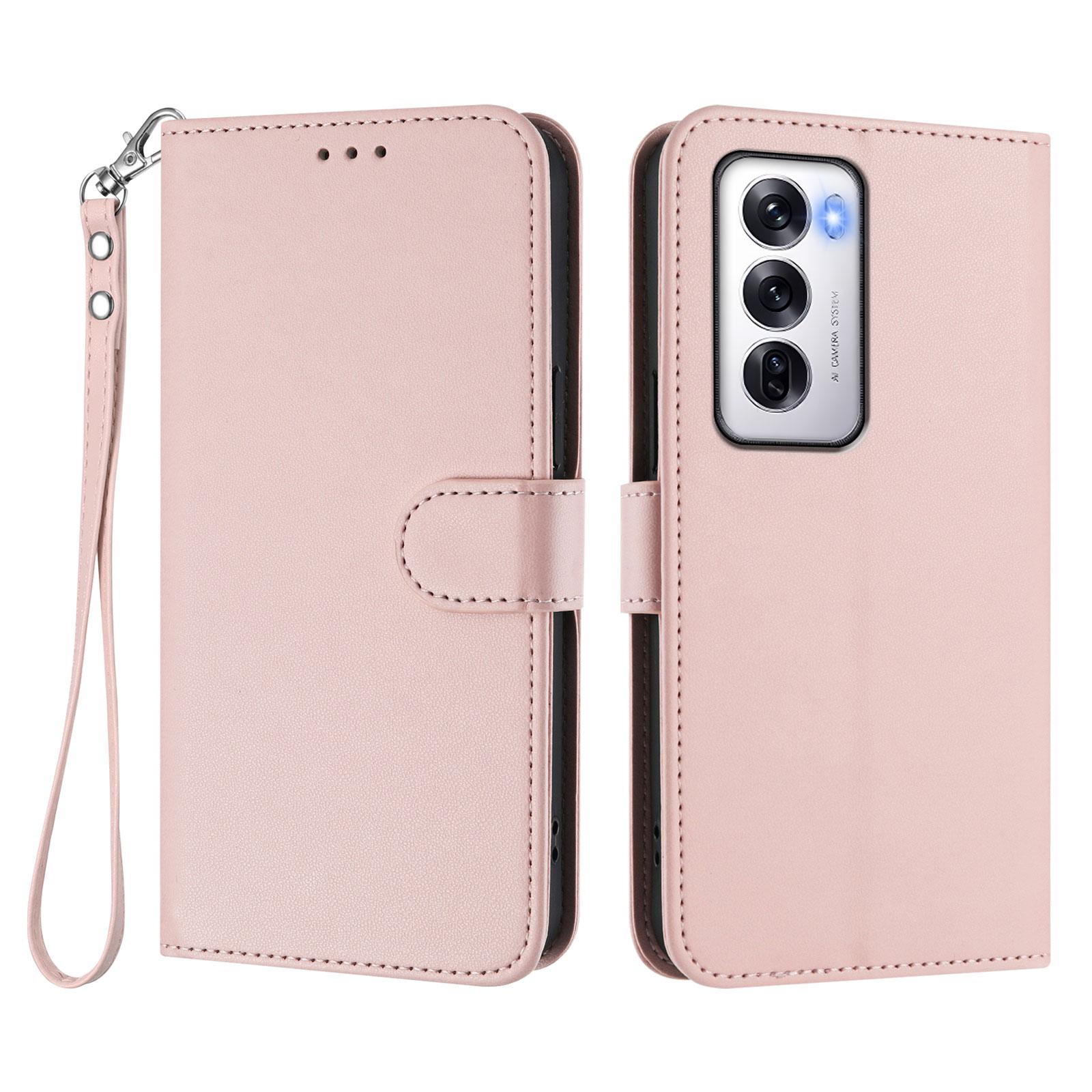 

Для Oppo Reno12 5G (Глобальний) Шкіряний чохол-гаманець-підставка для телефону з ремінцем на зап ястя F