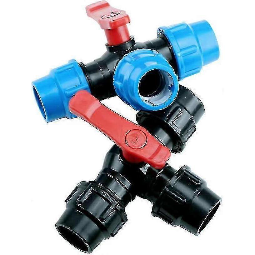 3 Way Valve Garden Hose Pe Connector Distributor, Hose Manifold, Heavy Duty Water Pipe Fittings - 20mm/25mm/32mm/40mm/50mm - sfygv