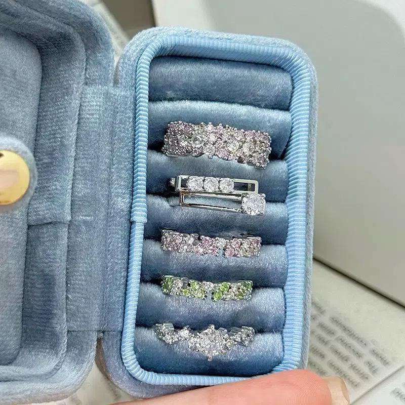 [Broken Diamond Galaxy] Farbe Mikro-eingelegter Zirkon High-End Offener Ring Reihe Diamant Nische Farbiger Schatz Exquisiter Ring Frau